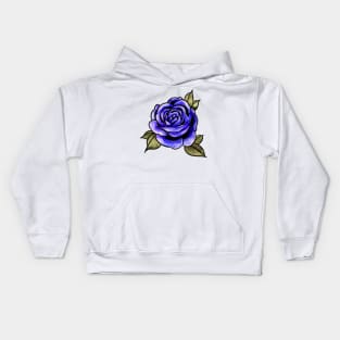 Watercolor blue rose Kids Hoodie